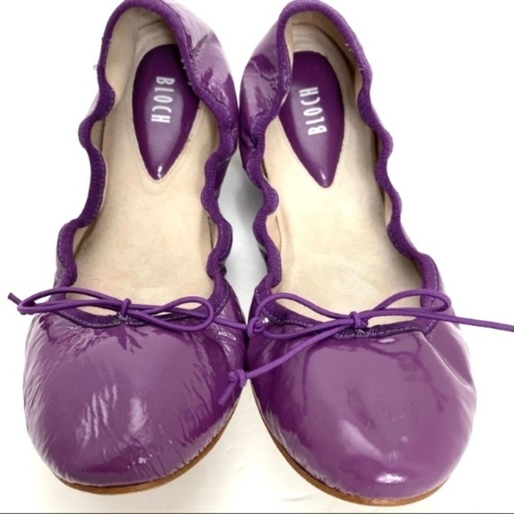 BLOCH Patent Leather Round Toe Travel Ballet Flats in Purple Size 37.5 - Picture 3 of 10